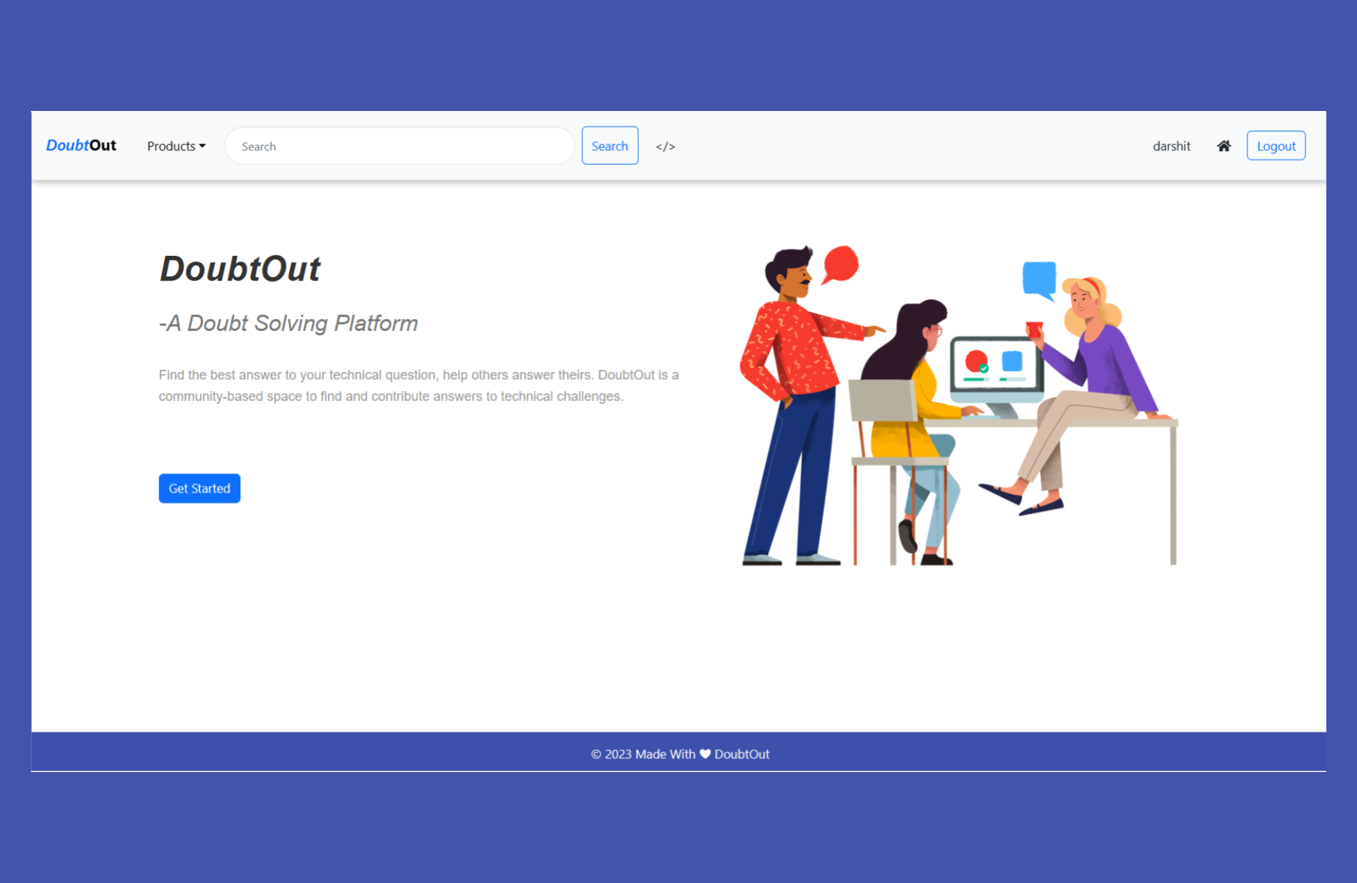 DoubtOut – Developer Assistance Platform - Developer Community Platform project by Utsav Desai
